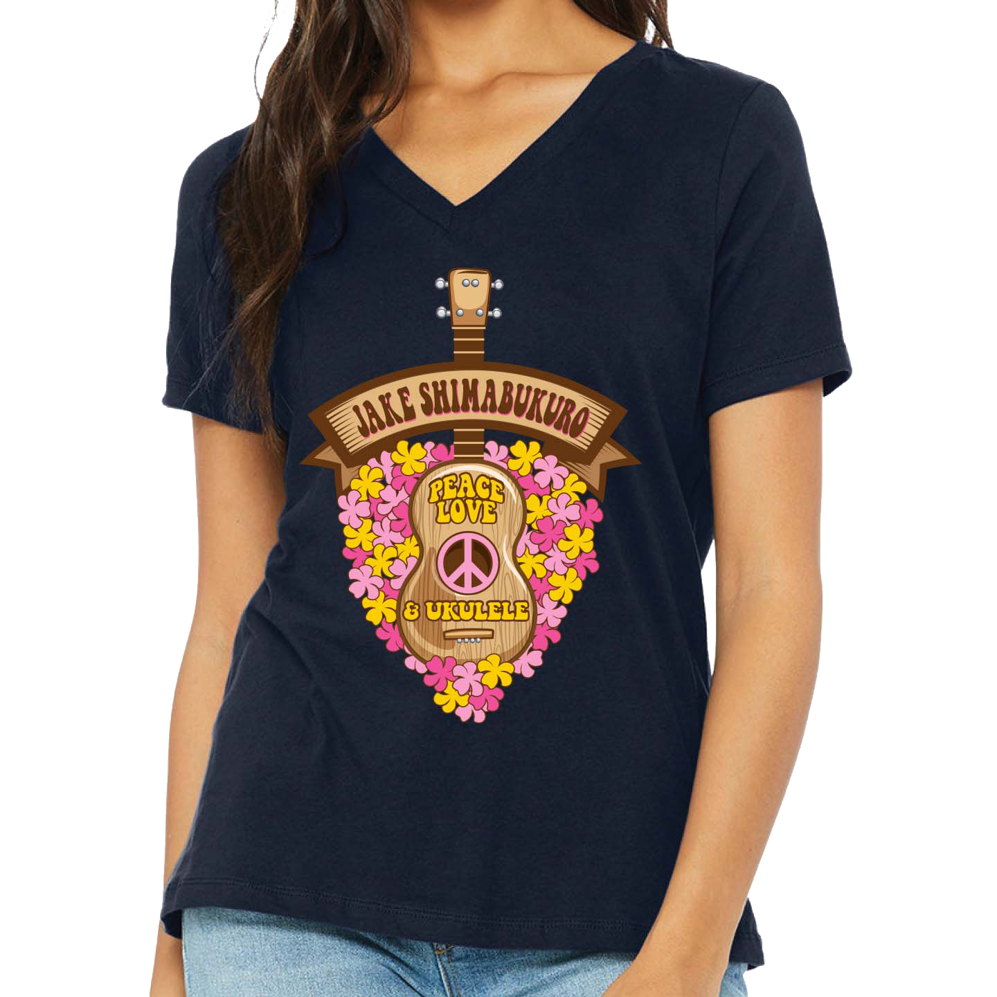 Peace Love & Ukulele Women's V-Neck T-Shirt
