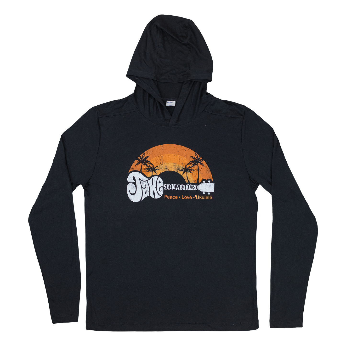 “Black Rainbow With Islands” Long Sleeve 50 SPF Lightweight Black Hoodie