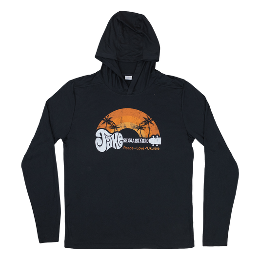 “Black Rainbow With Islands” Long Sleeve 50 SPF Lightweight Black Hoodie