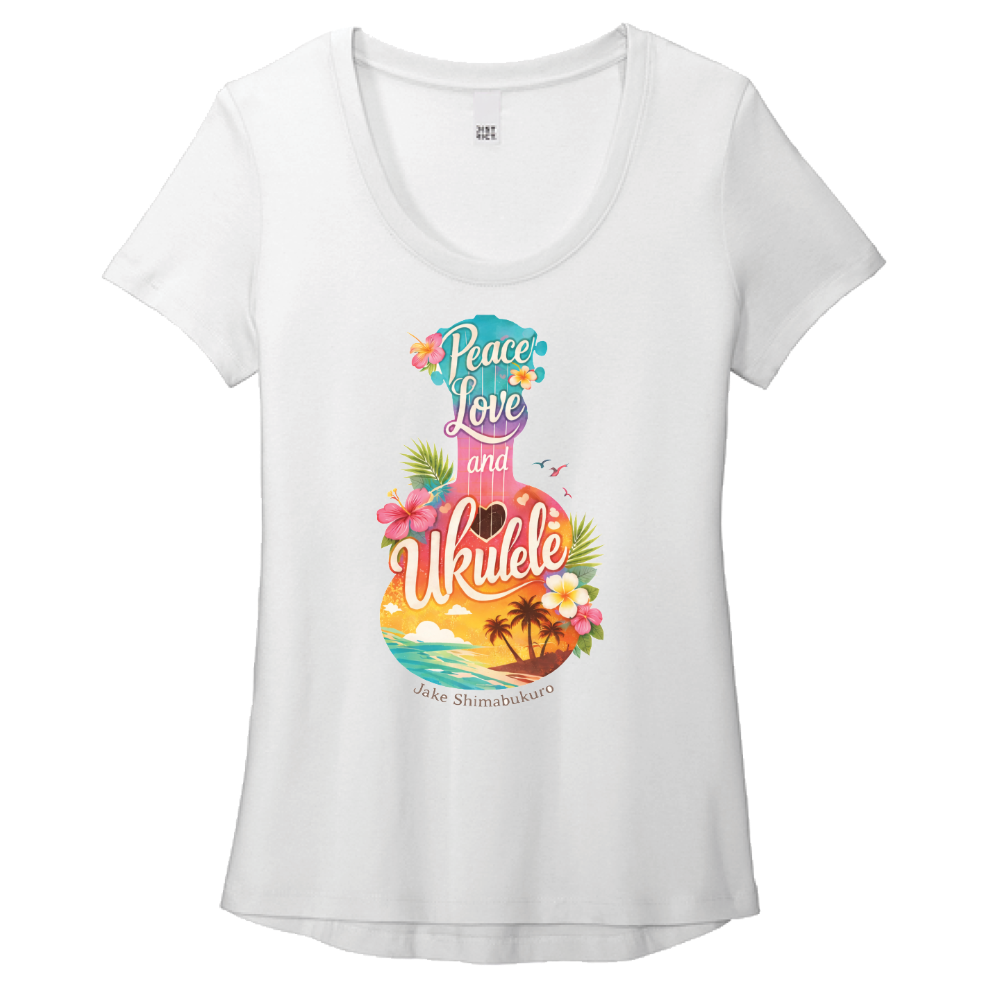 NEW Peace Love & Ukulele Women's Scoop-Neck T-Shirt