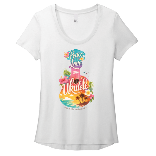 NEW Peace Love & Ukulele Women's Scoop-Neck T-Shirt